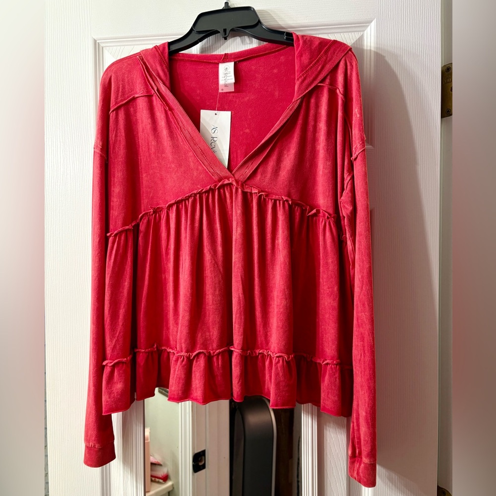 Altar'd State "Easy Flow Ruffle Top" in Lollipop NWT